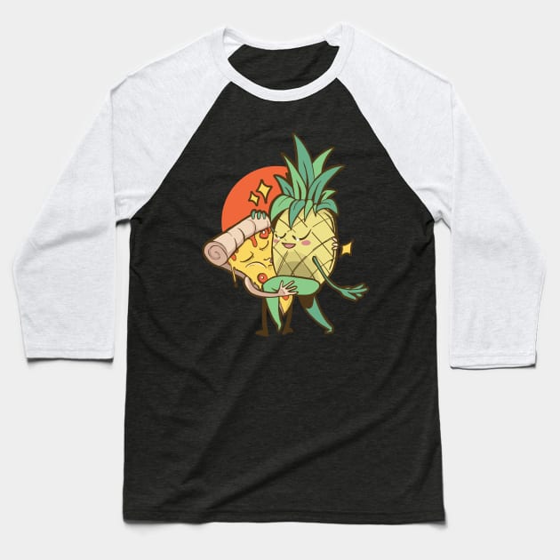 Pizza and Pineapple Baseball T-Shirt by EarlAdrian